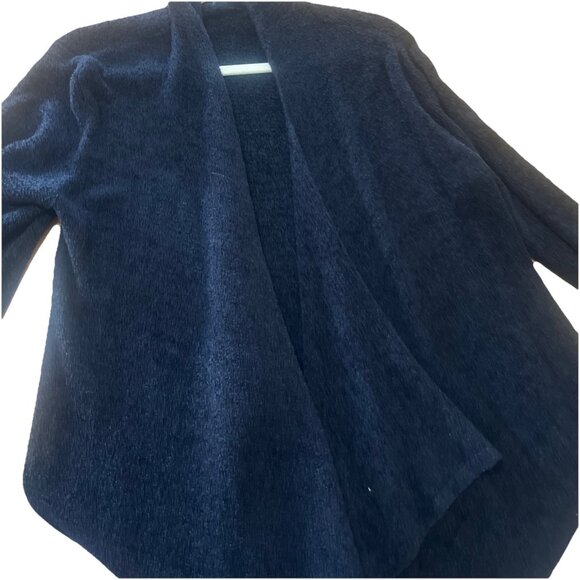 Barefoot Dreams Bamboo Chic Black Cardigan Waterfall Open Front Pockets L/XL - Picture 2 of 7